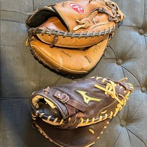 Rawlings Tan and Brown Baseball Gloves